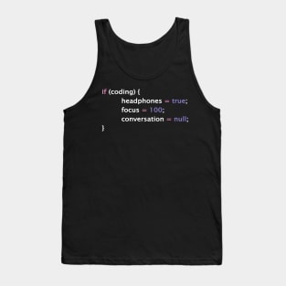 I write code, I am focused Tank Top